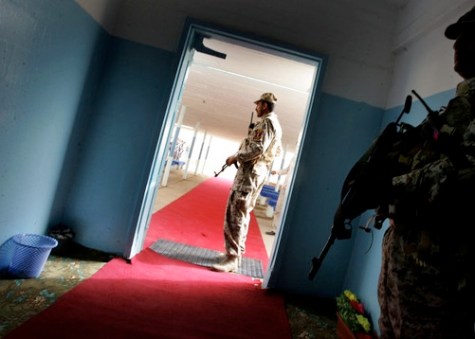 Iraqi security personnel stand guard at the newly opened Baghdad Central Prison in Abu Ghraib on February 21, 2009 in Baghdad, Iraq. The Iraqi Ministry of Justice has renovated and reopened the previously named "Abu Ghraib" prison and renamed the site to Baghdad Central Prison. Wathiq Khuzaie/Getty Images Europe