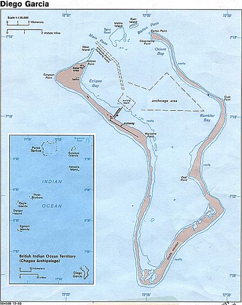 diego-garcia Diego Garcia Island, Indian Ocean, United Kingdom Territory. Rendition Flights Refuelled on the Island in 2002.