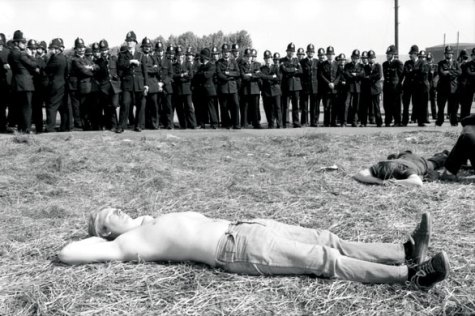 Miners sunbathing at Orgreave coking plant. Photograph: Don McPhee
