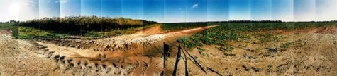 Jerome Relocation Camp, Farm, Drew & Chicot, Arkansas © Masumi Hayashi. Panoramic photo collage with Fuji Crystal Archive prints, 1995. Size: 22" x 59" Jerome Relocation Camp, Farm, Drew & Chicot, Arkansas © Masumi Hayashi. Panoramic photo collage with Fuji Crystal Archive prints, 1995. Size: 22" x 59"