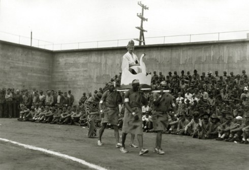 Prisoners in costume parading at the San Quentin Little Olympics Field Meet, 1930. Courtesy Anne T. Kent California Room Collection, Marin County Free Library