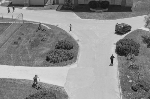 Inmates working, seen from the belltower
