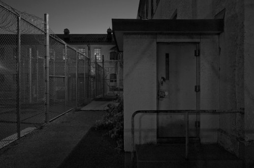 The exercise yard at night